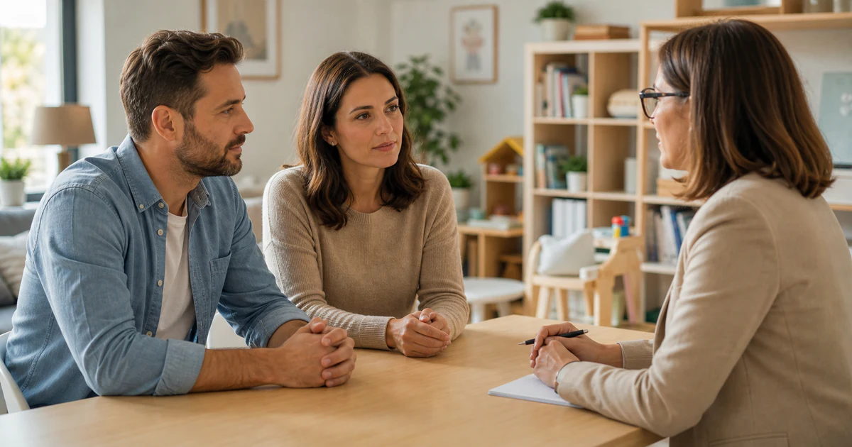 Familia en proceso de mediación familiar por divorcio